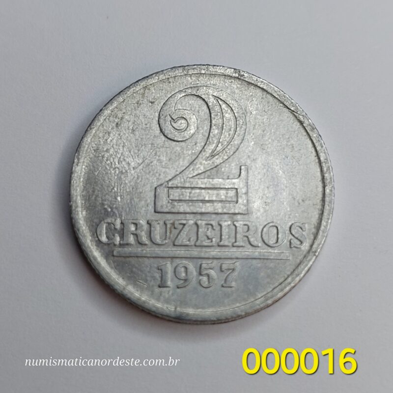 2 Cruzeiros Ano 1957 - Armas da República