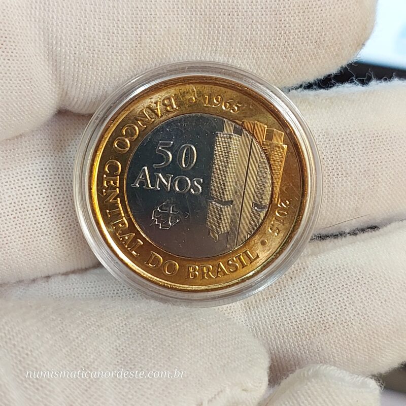 1 Real Comemorativa aos 50 Anos do Banco Central do Brasil (BC 50 Anos) - Flor de Cunho - Imagem 2