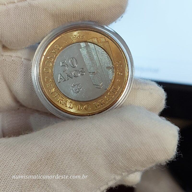 1 Real Comemorativa aos 50 Anos do Banco Central do Brasil (BC 50 Anos) - Flor de Cunho - Imagem 6