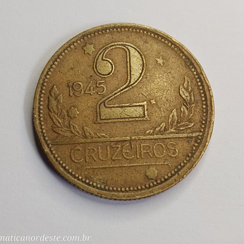2 Cruzeiros Ano 1945 - Mapa do Brasil - Sem Sigla - Imagem 5