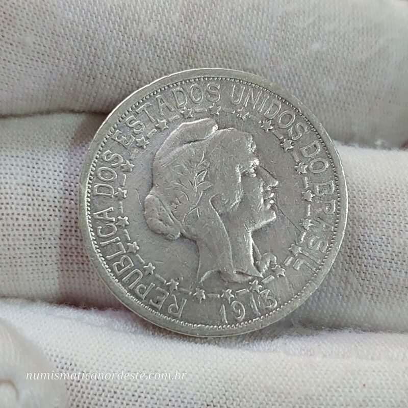 1.000 Réis Ano 1913 - Prata 0,900 - Estrelas Ligadas - Imagem 8