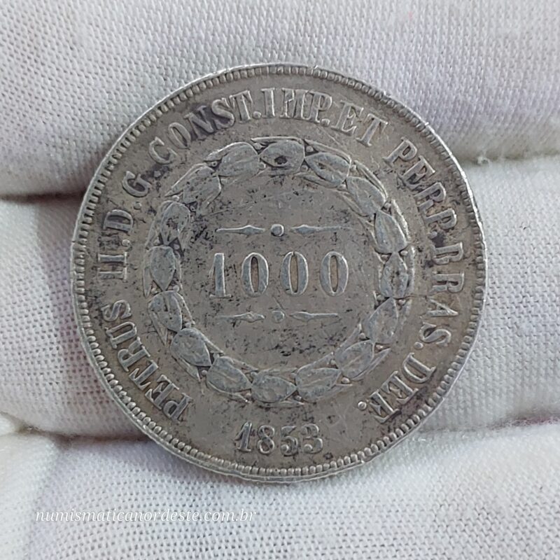 1.000 Réis Ano 1853 Prata 0,917