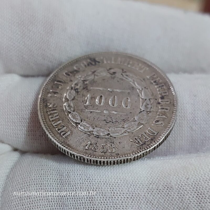 1.000 Réis Ano 1853 Prata 0,917 - Imagem 6