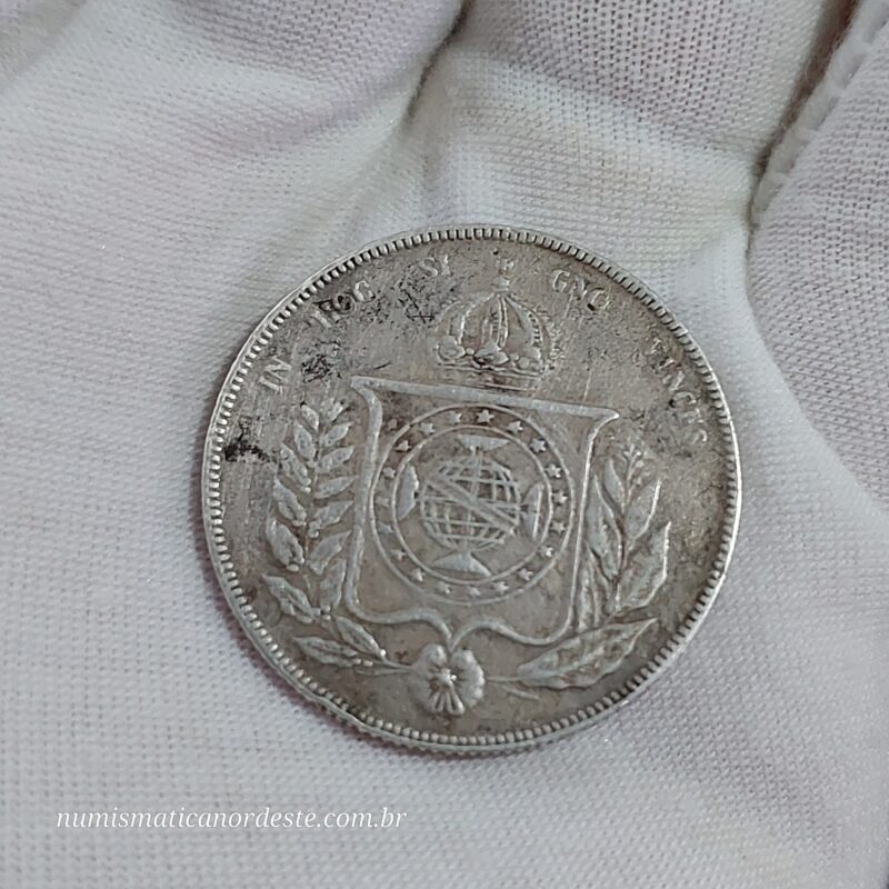 1.000 Réis Ano 1853 Prata 0,917 - Imagem 5