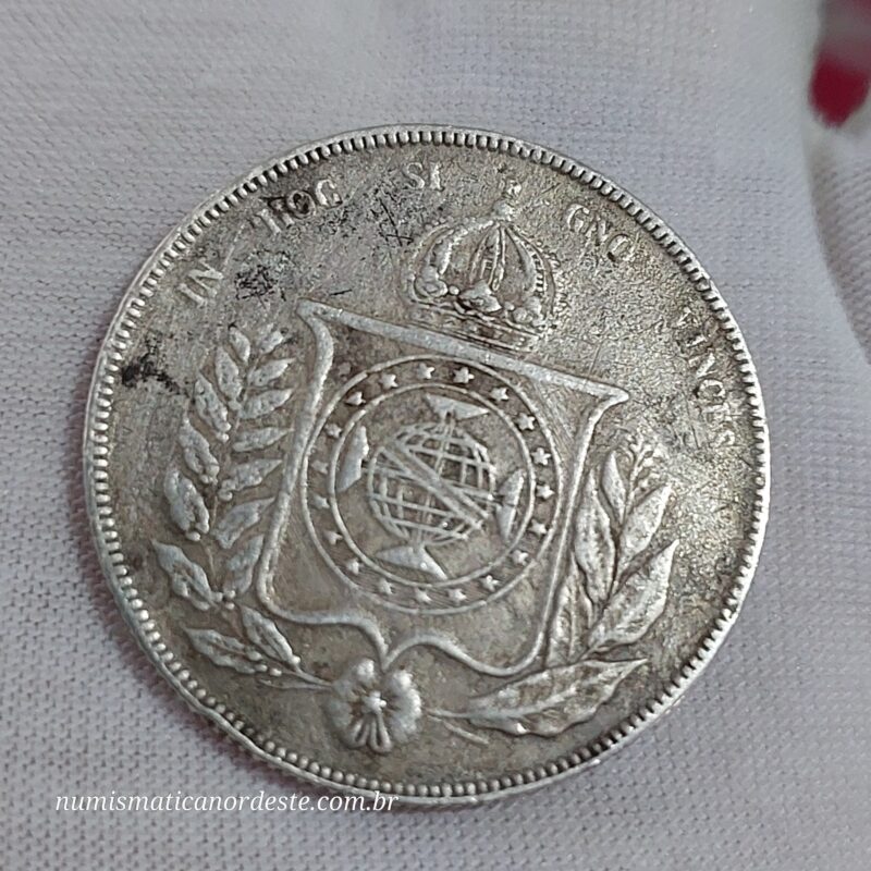 1.000 Réis Ano 1853 Prata 0,917 - Imagem 7