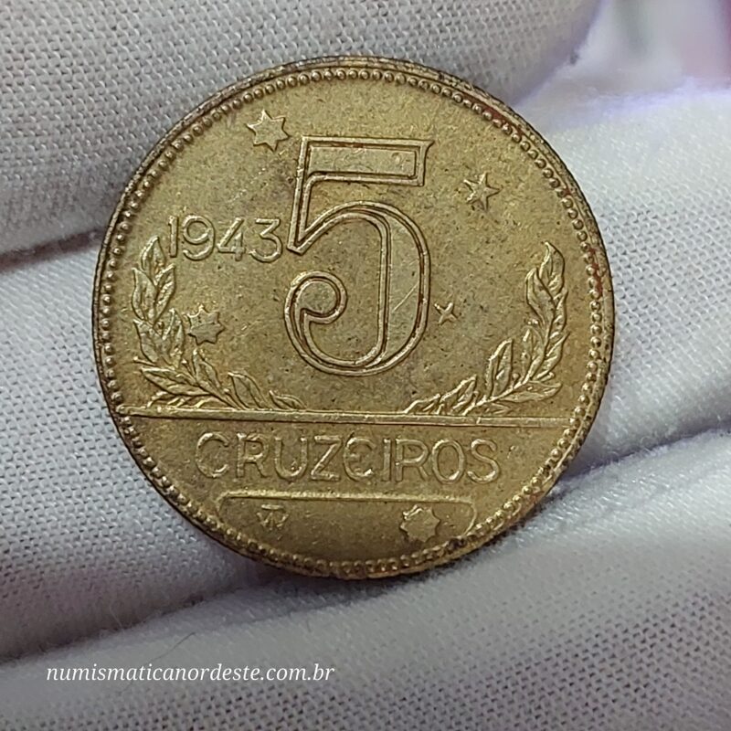 5 Cruzeiros Ano 1943 - Mapa do Brasil - Imagem 3