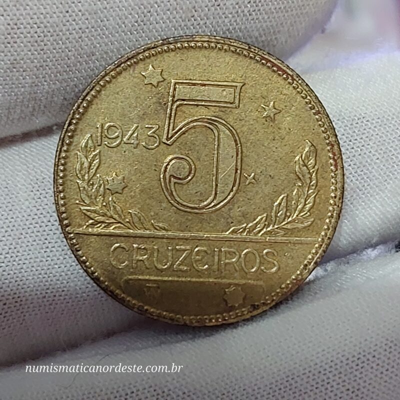 5 Cruzeiros Ano 1943 - Mapa do Brasil - Imagem 5