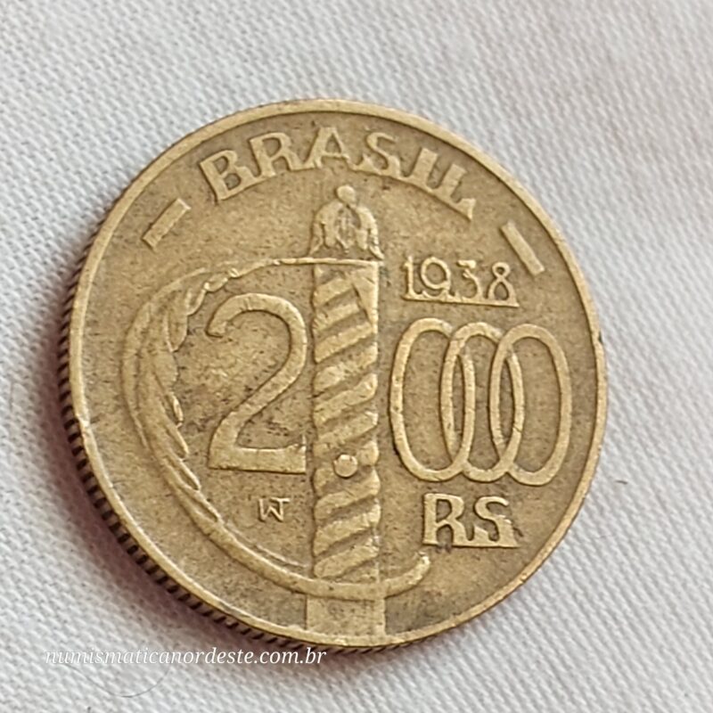2.000 Réis Ano 1938 - Duque de Caxias - Serrilhada - Imagem 3
