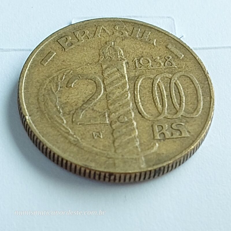 2.000 Réis Ano 1938 - Duque de Caxias - Serrilhada - Imagem 7