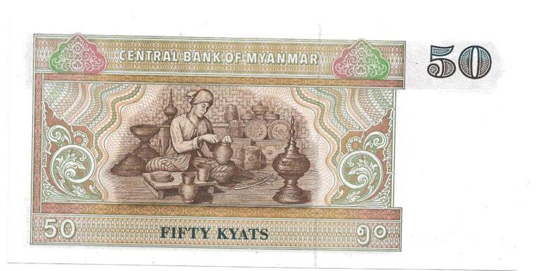 Cédula de 50 Kyats Ano 1997 - Myanmar - FE - Imagem 3