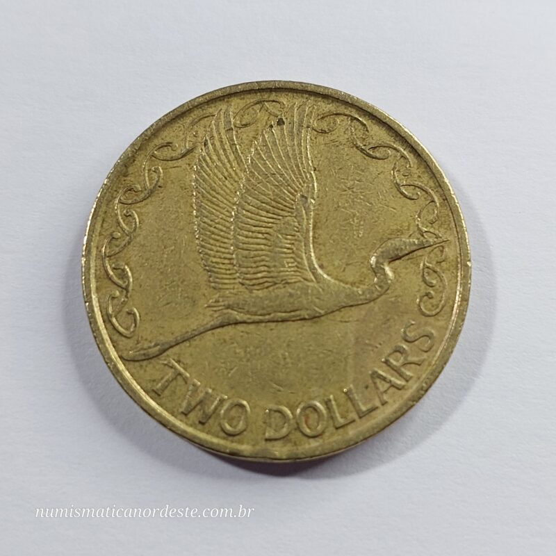 2 Dólares da Nova Zelândia Ano 1990 Soberana Elizabeth II - Imagem 3
