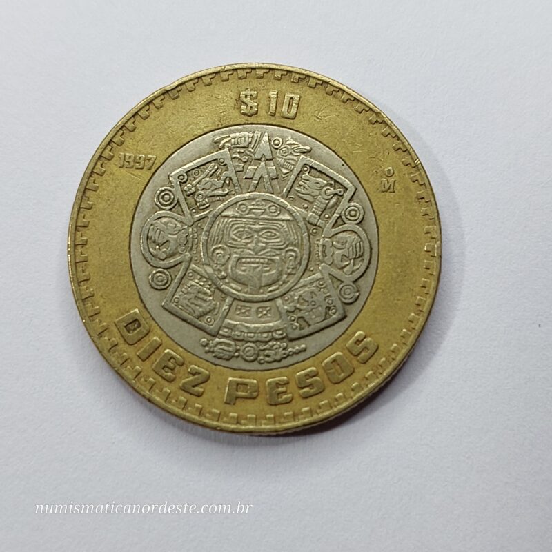 Moeda do México 10 Pesos 1997 – Bimetálica - Estados Unidos Mexicanos - Imagem 5