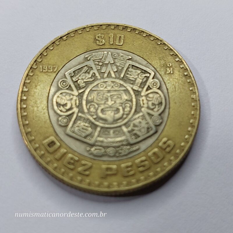 Moeda do México 10 Pesos 1997 – Bimetálica - Estados Unidos Mexicanos - Imagem 3