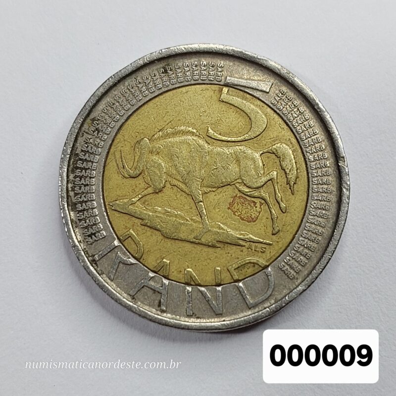 Moeda da África do Sul 5 Rand 2006 – Bimetálica com Bordo SARB