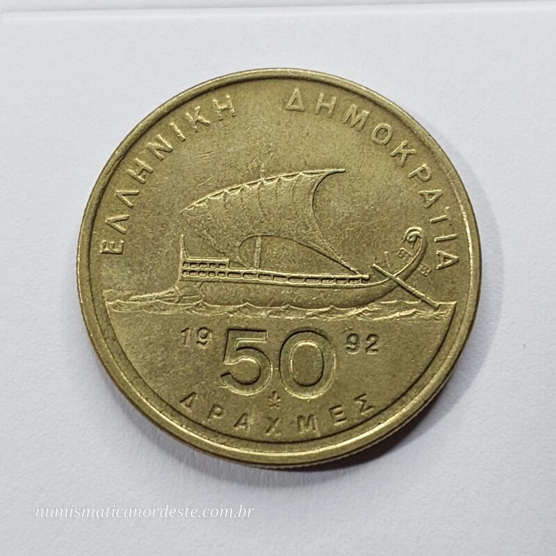 Moeda 50 Dracmas Ano 1992 – Grécia - República Helênica - Imagem 7