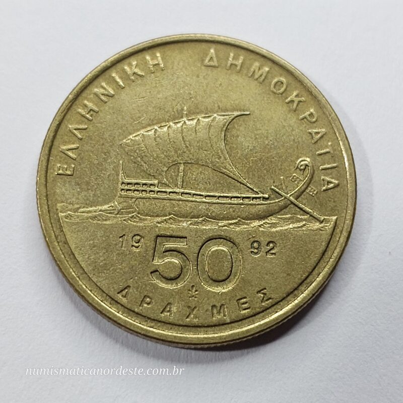 Moeda 50 Dracmas Ano 1992 – Grécia - República Helênica - Imagem 5