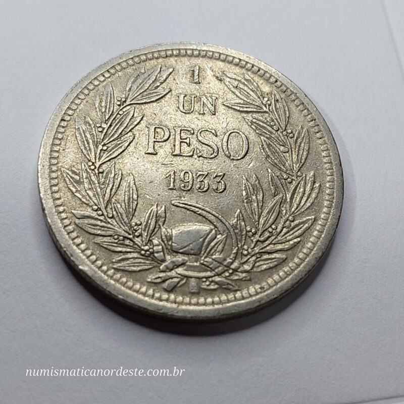 Moeda 1 Peso Ano 1933 – Chile | Peso Chileno Antigo - Imagem 3