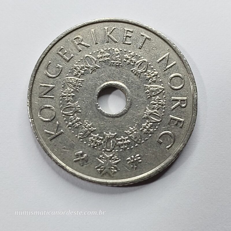 Moeda 5 Coroas Ano 1998 – Noruega | Harald V | Com Furo Central - Imagem 2