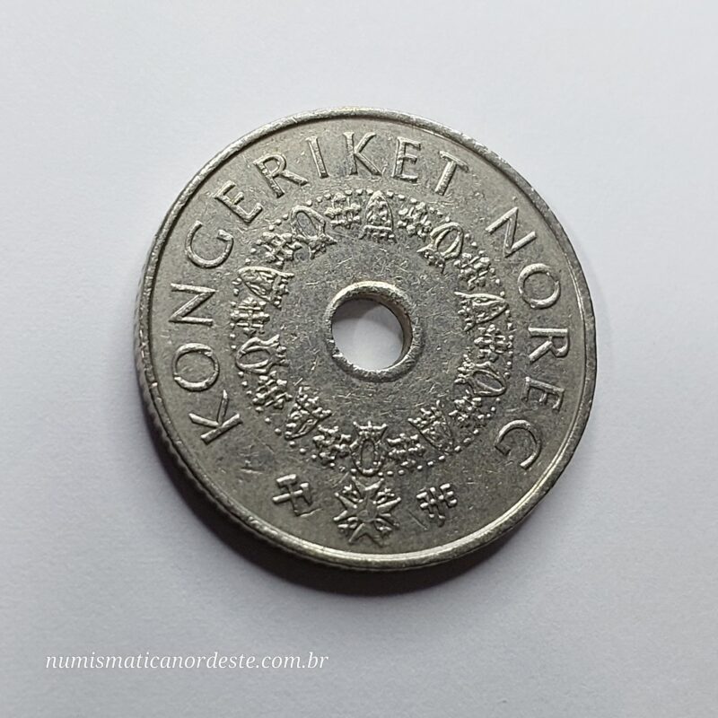 Moeda 5 Coroas Ano 1998 – Noruega | Harald V | Com Furo Central - Imagem 8