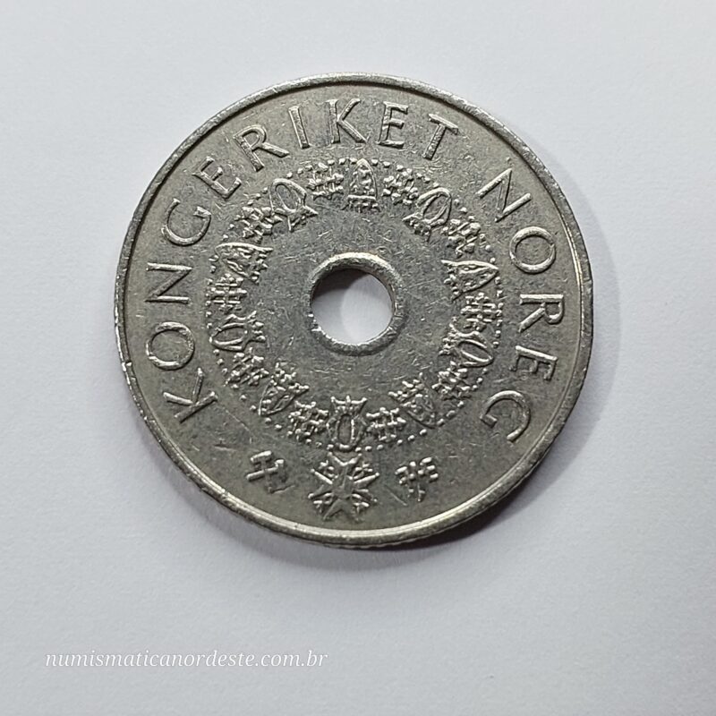 Moeda 5 Coroas Ano 1998 – Noruega | Harald V | Com Furo Central - Imagem 4
