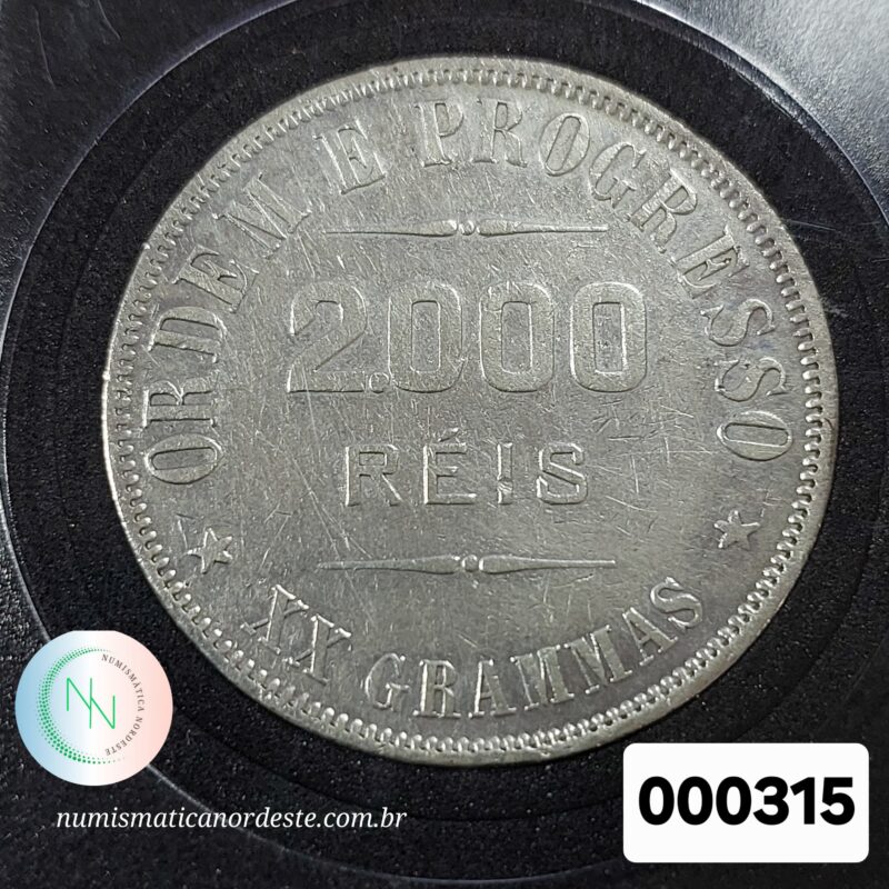 Moeda 2000 Réis Ano 1907 – Prata 0.900 | República do Brasil | Circulação Antiga