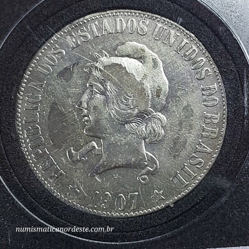 Moeda 2000 Réis Ano 1907 – Prata 0.900 | República do Brasil | Circulação Antiga - Imagem 10