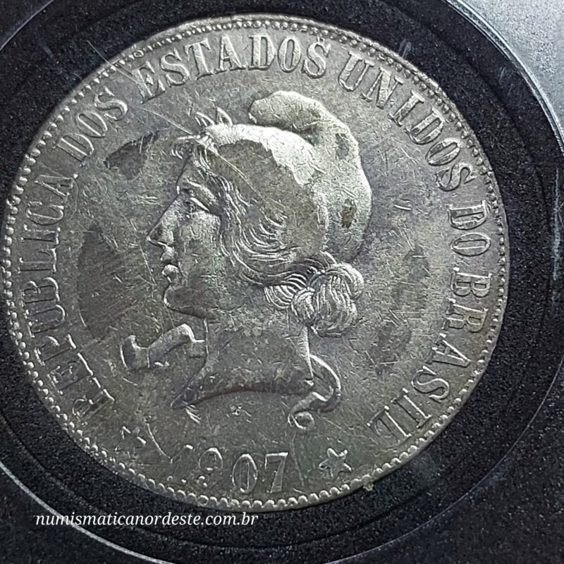 Moeda 2000 Réis Ano 1907 – Prata 0.900 | República do Brasil | Circulação Antiga - Imagem 6