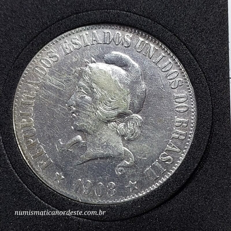 Moeda 2000 Réis Ano 1908 – Prata 0.900 | República do Brasil | Circulação Antiga - Imagem 2