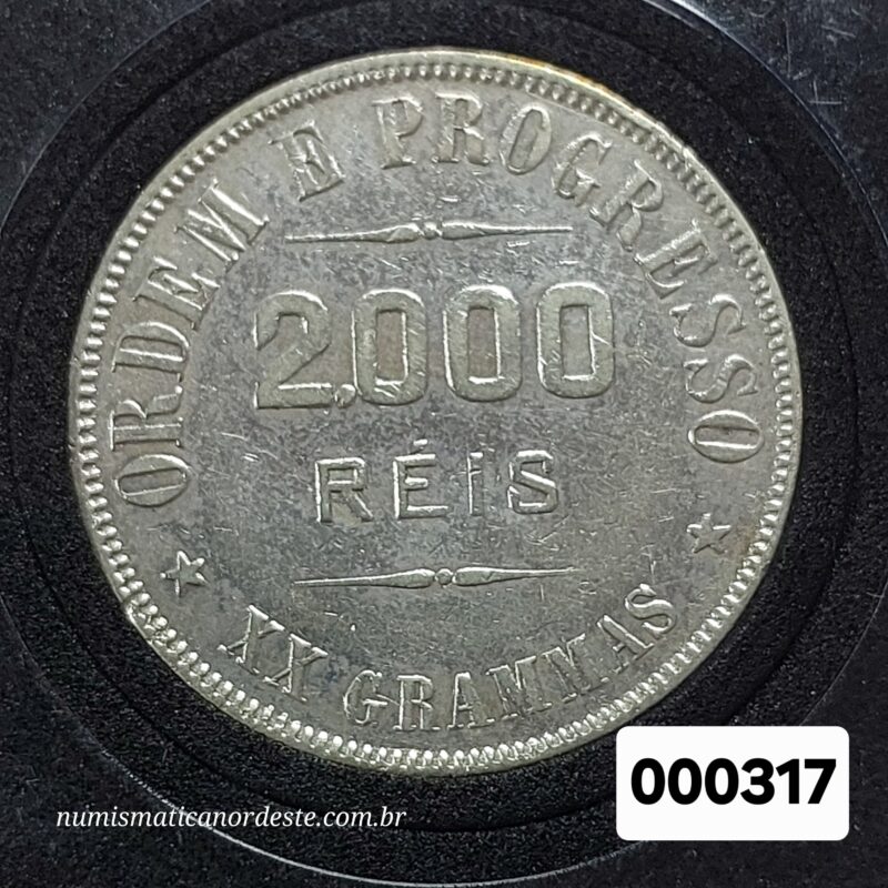 Moeda 2000 Réis Ano 1908 – Prata 0.900 | República do Brasil | Circulação Antiga