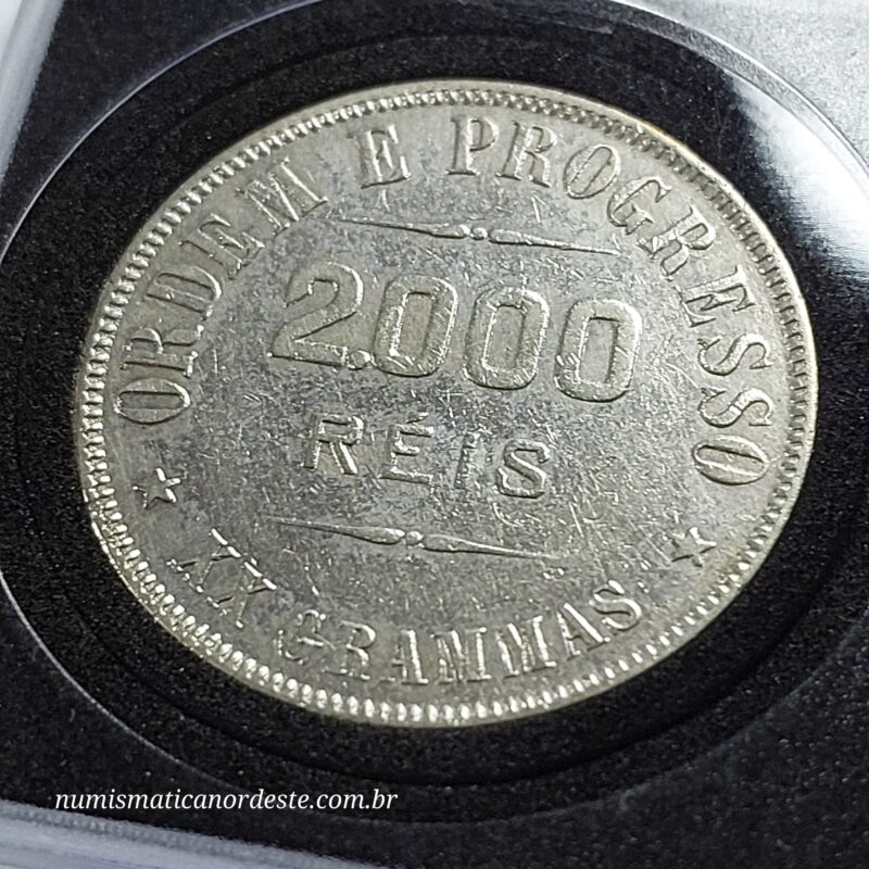 Moeda 2000 Réis Ano 1908 – Prata 0.900 | República do Brasil | Circulação Antiga - Imagem 5