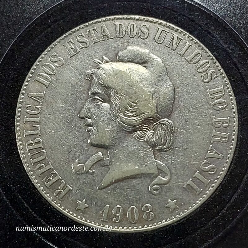 Moeda 2000 Réis Ano 1908 – Prata 0.900 | República do Brasil | Circulação Antiga - Imagem 10