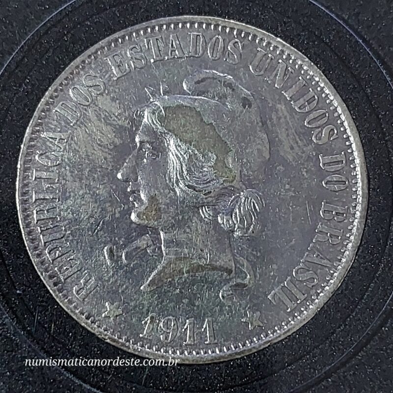 Moeda 2000 Réis Ano 1911 – Prata 0.900 | República do Brasil | Circulação Antiga - Imagem 2