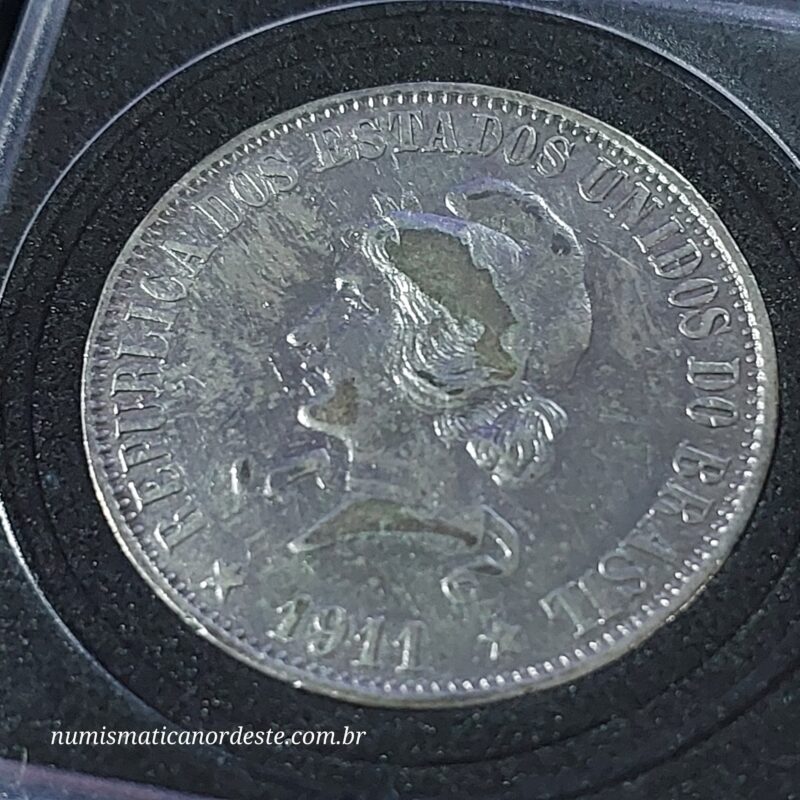 Moeda 2000 Réis Ano 1911 – Prata 0.900 | República do Brasil | Circulação Antiga - Imagem 6