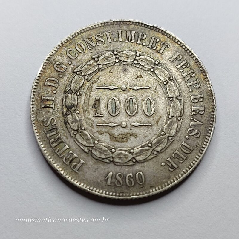 Moeda de 1.000 Réis Ano 1860 Prata 0,917 - Imagem 3