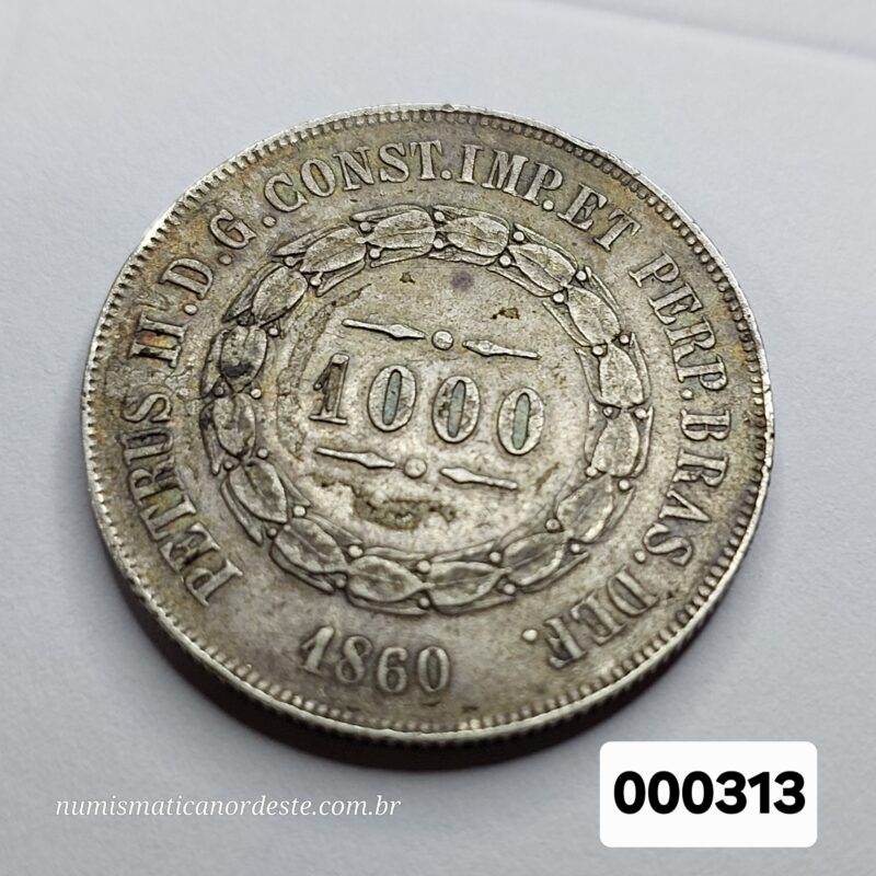 Moeda de 1.000 Réis Ano 1860 Prata 0,917