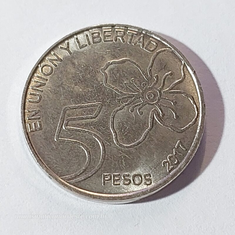 Moeda de 5 Pesos da Argentina Ano 2017 - Imagem 3