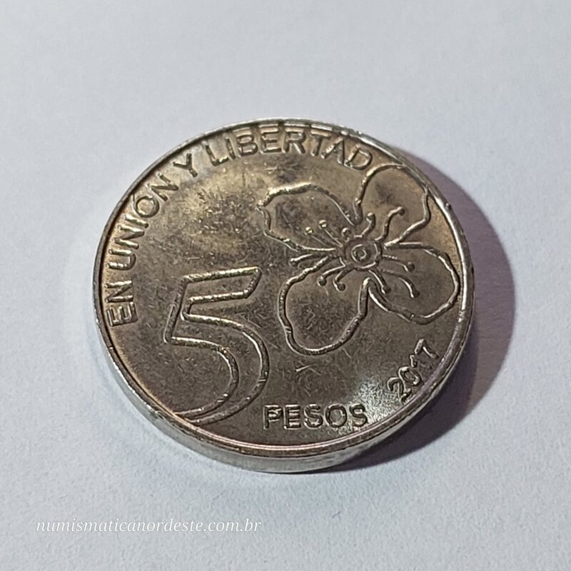 Moeda de 5 Pesos da Argentina Ano 2017 - Imagem 5