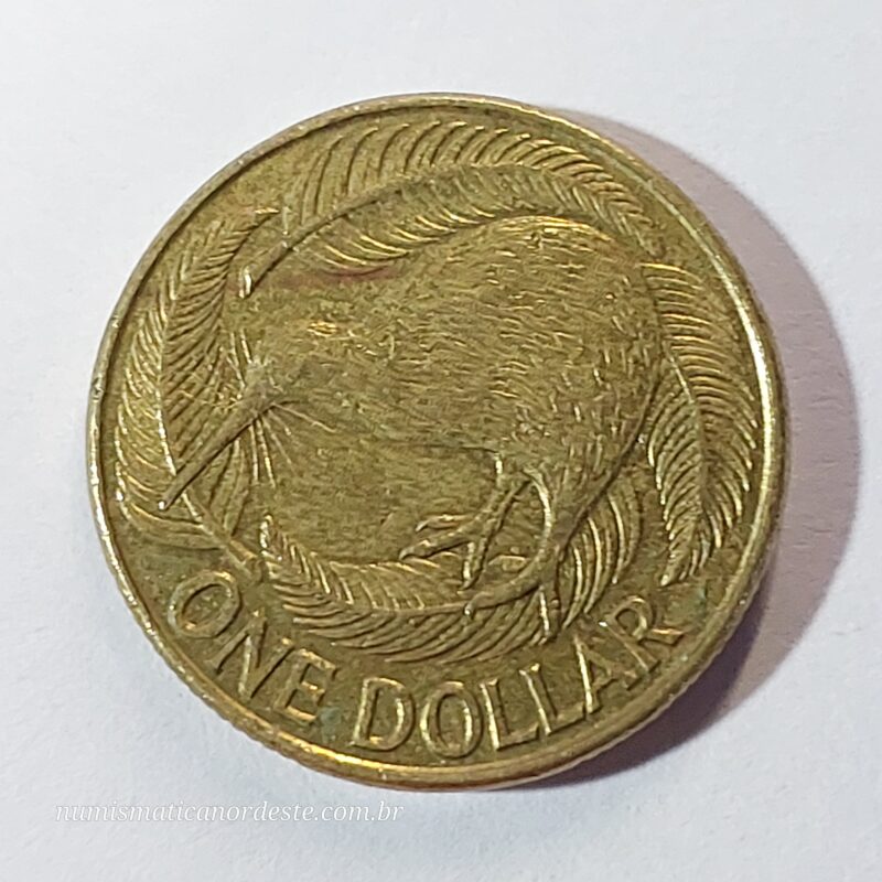 Moeda de 1 Dólar da Nova Zelândia Ano 1990 Soberana Elizabeth II - Imagem 7