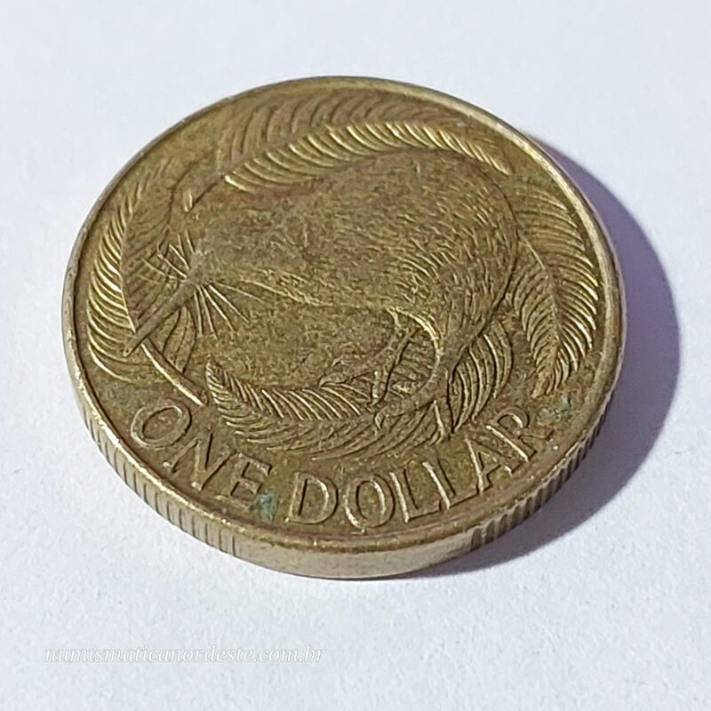 Moeda de 1 Dólar da Nova Zelândia Ano 1990 Soberana Elizabeth II - Imagem 5