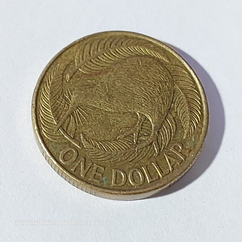 Moeda de 1 Dólar da Nova Zelândia Ano 1990 Soberana Elizabeth II - Imagem 3