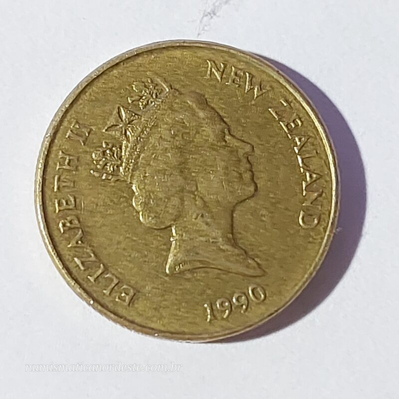 Moeda de 1 Dólar da Nova Zelândia Ano 1990 Soberana Elizabeth II - Imagem 8