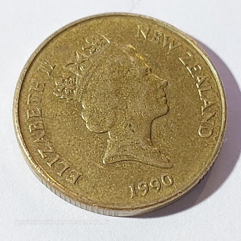Moeda de 1 Dólar da Nova Zelândia Ano 1990 Soberana Elizabeth II - Imagem 6