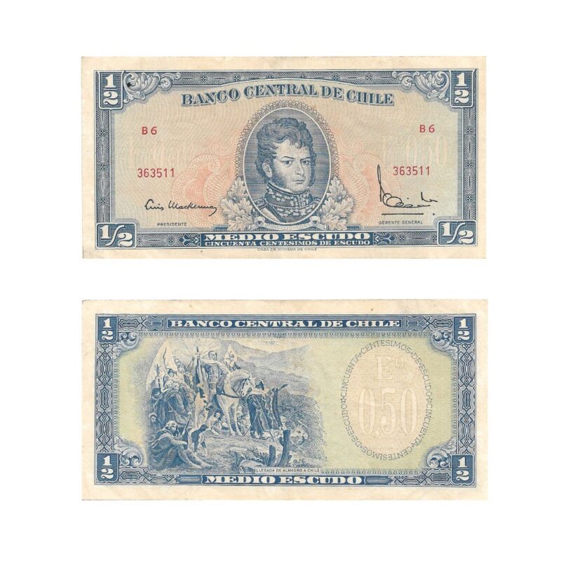 Cédula Chilena de ½ Escudo - Bernardo O'Higgins - Banco Central de Chile