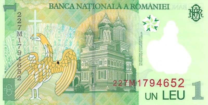 Cédula de 1 Leu da Romênia - Personagem: Nicolae Iorga de Polímero - Imagem 3