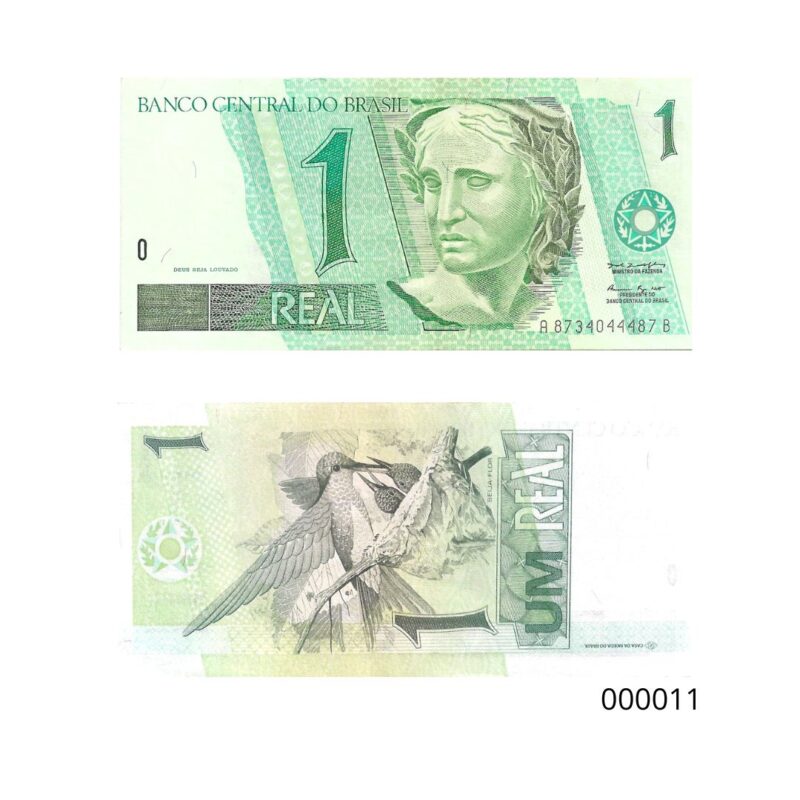 Cédula de 1 Real (R$ 1) do Brasil - "Beija-Flor" - 1a. Família