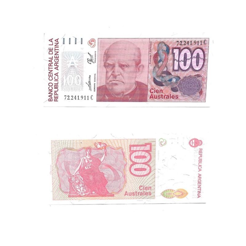 Cédula de 100 Australes da Argentina Ano