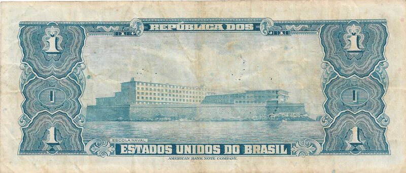 Cédula de 1 Cruzeiro (Cr$1) – Marquês de Tamandaré -  AUTOGRAFADA - 1ª Estampa - Imagem 2