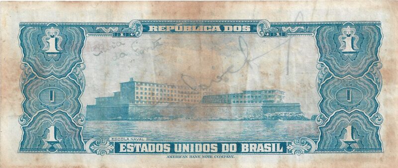 Cédula de 1 Cruzeiro (Cr$1) – Marquês de Tamandaré -  AUTOGRAFADA - 1ª Estampa - Imagem 3