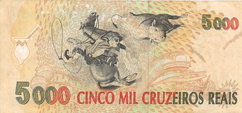 Cédula de 5.000 Cruzeiros Reais (CR$ 5.000) do Brasil - "Gaúcho" - Imagem 3