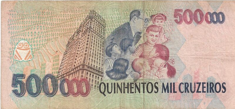 Cédula de 500.000 Cruzeiros (Cz$ 500.000) do Brasil - "Mário de Andrade" - Imagem 3